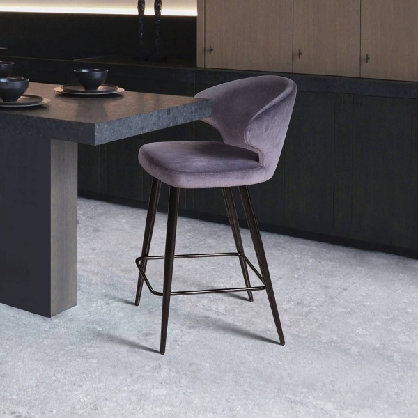 Стул полубарный Richard, бархат светло-серый 26 от интернет-магазина IDODOM.RU