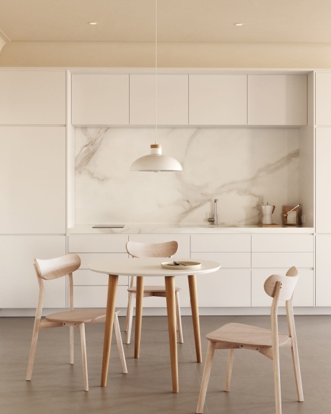 Oqui Раздвижной стол с белой столешницей и ножками из массива бука 90 (170) x 90 см от интернет-магазина IDODOM.RU