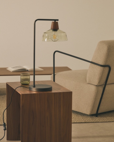 Настольная лампа Silex с металлической ножкой и плафоном из зеленого стекла от интернет-магазина IDODOM.RU