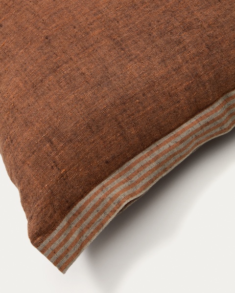 Чехол для подушки Niven из льна оранжевого цвета с боковыми полосками 45 x 45 см от интернет-магазина IDODOM.RU