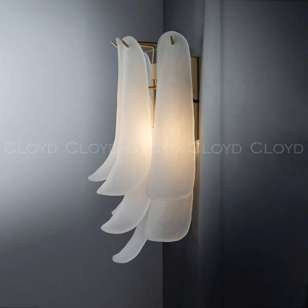 Бра Cloyd AZORES-A W2 / выс. 42 см - латунь светл. - белое матовое стекло (арт.20470) от интернет-магазина IDODOM.RU
