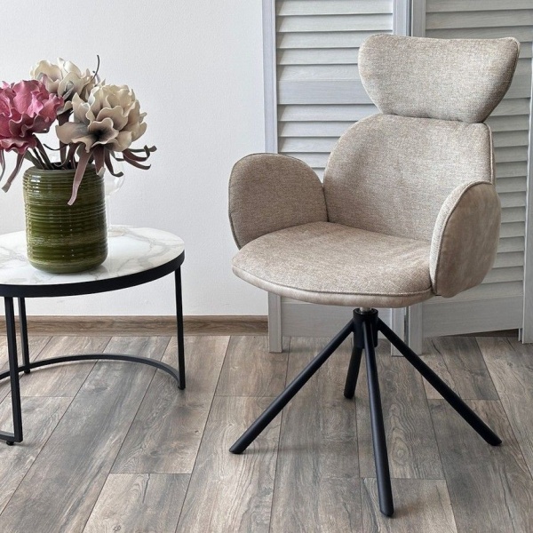 Стул с подлокотниками Harvi комби бежевый, поворотно-возвратный механизм 360 градусов от интернет-магазина IDODOM.RU