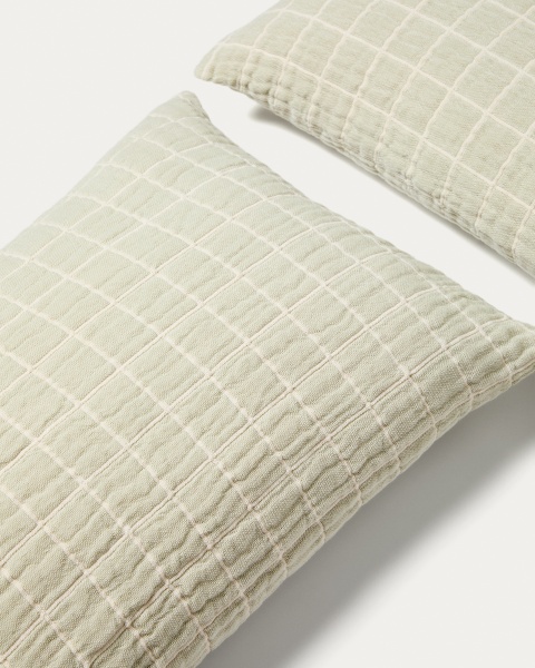 Комплект из 2 чехлов для подушек Tivaro из хлопкового жаккарда в светло-зеленую клетку 30 х 50 от интернет-магазина IDODOM.RU