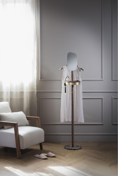 Вешалка напольная с зеркалом Momentos W орех / мрамор Emperador от интернет-магазина IDODOM.RU