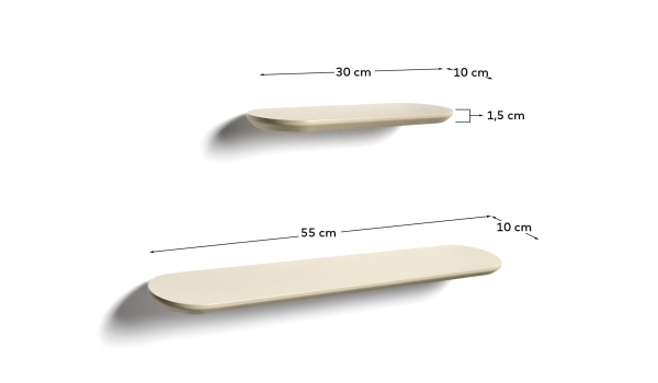 Комплект из 2 полок Arely из МДФ с бежевым лаковым покрытием, 35 см/55 см от интернет-магазина IDODOM.RU