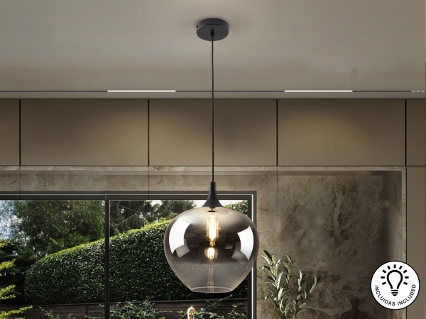 Подвесной светильник Opaz 1L черный/дымчатый D29 от интернет-магазина IDODOM.RU