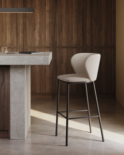 Ciselia Полубарный стул из бежевой синели 65 см от интернет-магазина IDODOM.RU