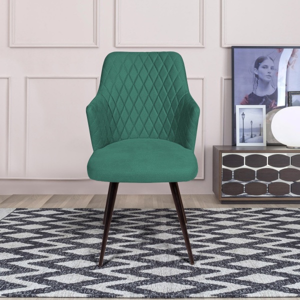 Стул поворотный на 90 градусов, функция возврата, антишум Hunt ромб, бархат зеленый 19 / чёрный конус от интернет-магазина IDODOM.RU