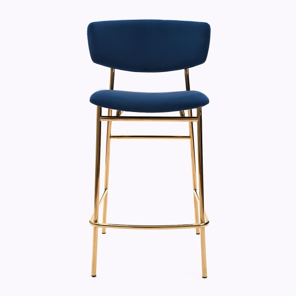 Стул полубарный Deimos, микровелюр синий, опоры золото от интернет-магазина IDODOM.RU