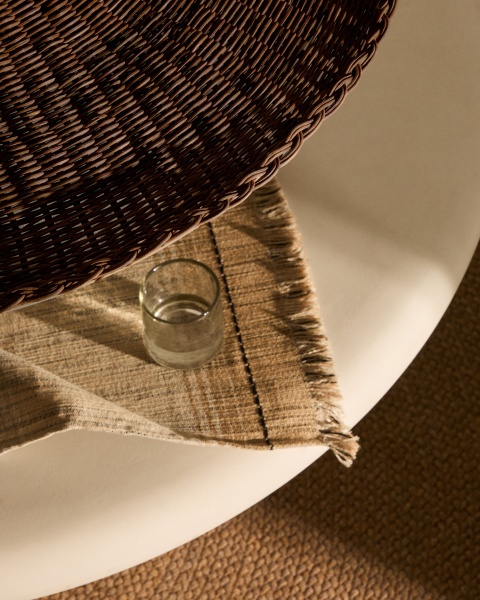 Bladia Абажур из ротанга с коричневой отделкой Ø70 см от интернет-магазина IDODOM.RU