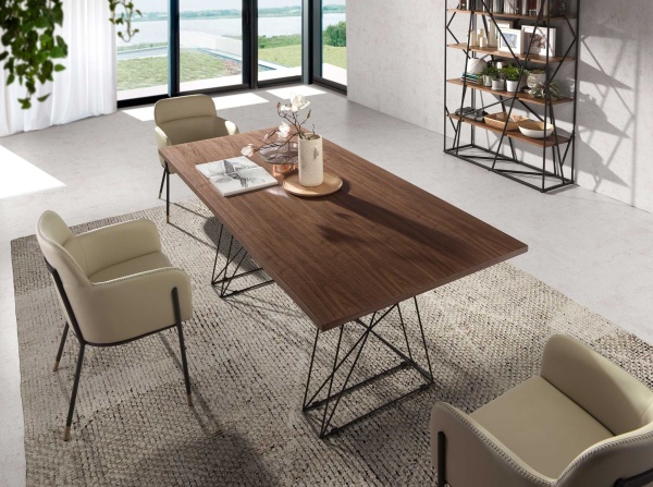 Прямоугольный обеденный стол MI2007T/1107 с ножками из черной стали от интернет-магазина IDODOM.RU