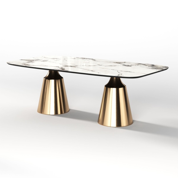 Стол овальный Lucas 230, керамика глянцевая, белая от интернет-магазина IDODOM.RU