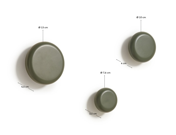 Nadue Набор из 3 настенных крючков из массива бука с зеленой отделкой от интернет-магазина IDODOM.RU