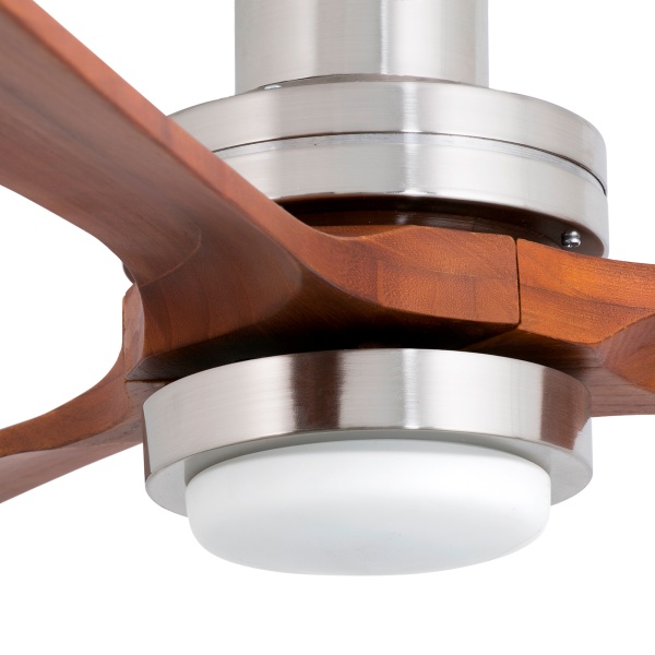 Потолочный вентилятор Lantau из матового никеля/орех с двигателем постоянного тока LED 15W 3000K от интернет-магазина IDODOM.RU