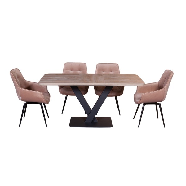 Стол Chester раздвижной  (120+40) дуб эндгрейн, опоры черные от интернет-магазина IDODOM.RU