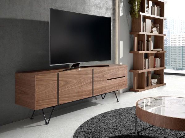 Тумба под телевизор 3260/MF2308 из ореха и черной стали от интернет-магазина IDODOM.RU