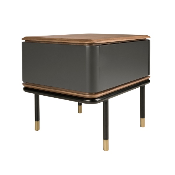 Прикроватная тумбочка 7170/CP2308H из темно-серого дерева с ореховым топом от интернет-магазина IDODOM.RU