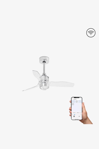 Потолочный вентилятор Just Fan XS LED хром/прозрачный 81см SMART от интернет-магазина IDODOM.RU