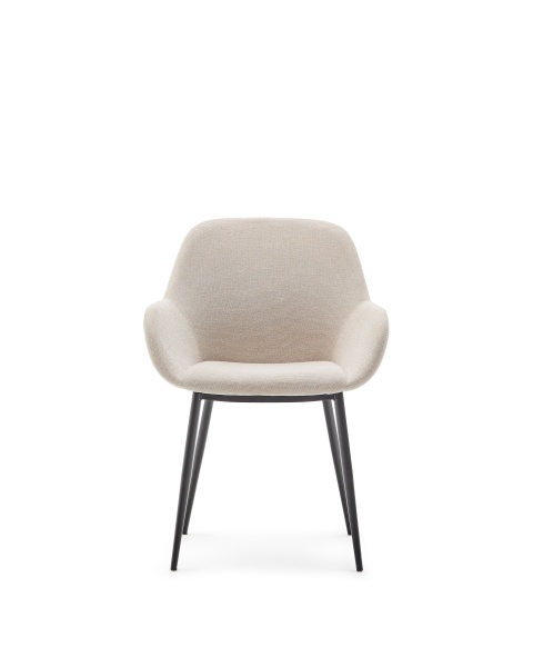 Стул Konna бежевого цвета с черными стальными ножками от интернет-магазина IDODOM.RU