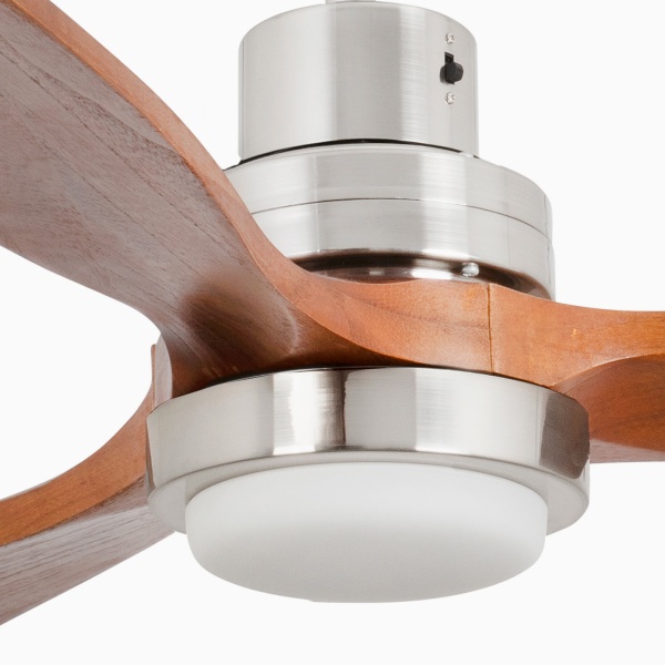 Потолочный вентилятор Lantau из матового никеля/орех с двигателем постоянного тока LED 15W 3000K от интернет-магазина IDODOM.RU