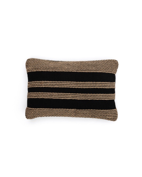 Чехол для подушки Aylin из хлопка черного цвета и с вышивкой из джута 40 x 60 см от интернет-магазина IDODOM.RU