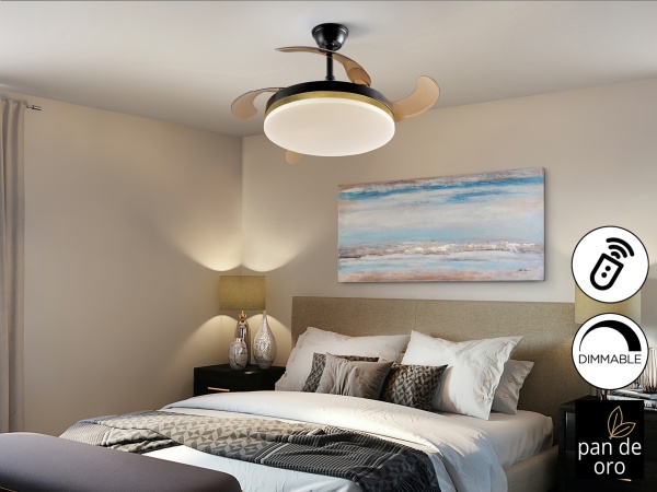 Потолочный вентилятор с подсветкой Vento черно-золотой Ø50 DIM от интернет-магазина IDODOM.RU