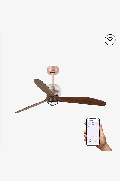 Потолочный вентилятор Deco Fan LED DC SMART медный/деревянный от интернет-магазина IDODOM.RU