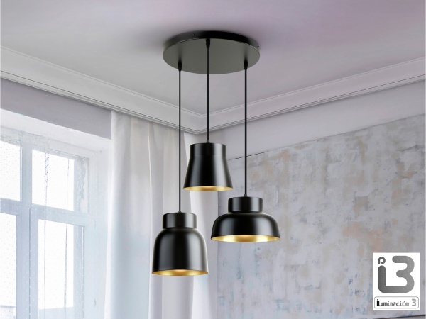 Vulcano Люстра 3L D50 черный/золотистый от интернет-магазина IDODOM.RU