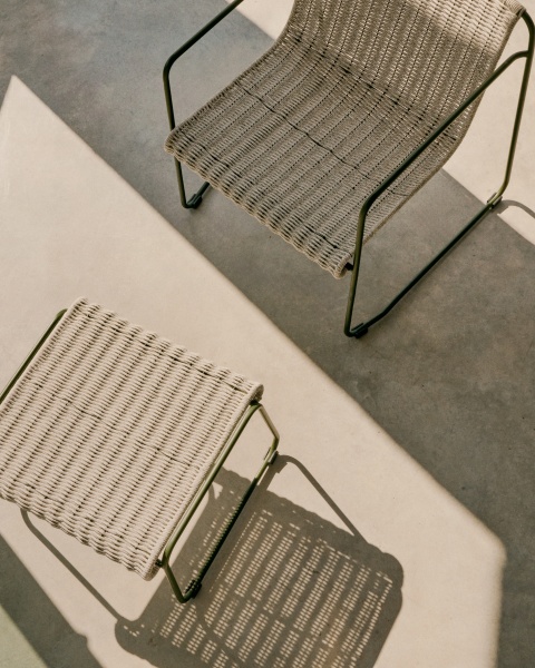 Подставка для ног Maurina из зеленой стали и серо-бежевым шнуром от интернет-магазина IDODOM.RU