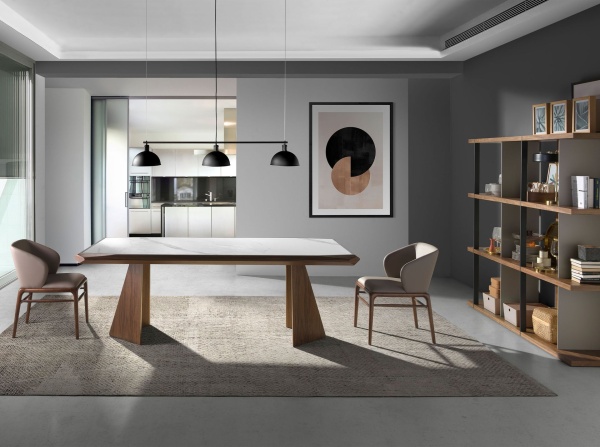 Обеденный стол 1106/MI2207T из керамики и орехового дерева от интернет-магазина IDODOM.RU