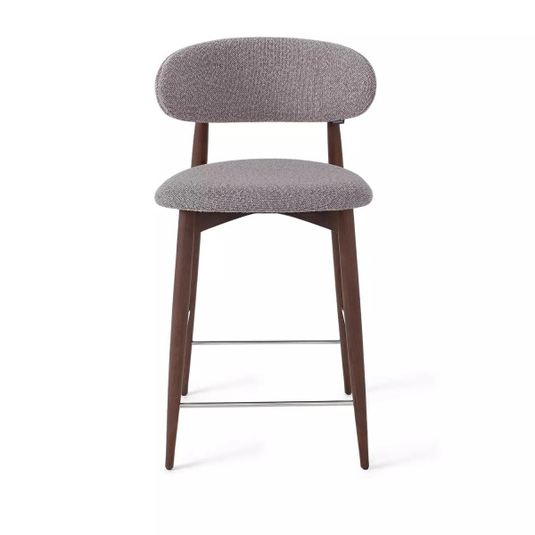 Стул полубарный Paolo, бук натуральный (тонированный коричневым лаком), ткань, пепельно-бежевый от интернет-магазина IDODOM.RU