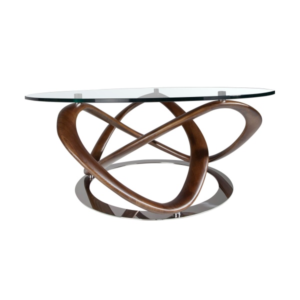 Круглый журнальный столик из стекла и массива ореха CT20050 /2064 от интернет-магазина IDODOM.RU
