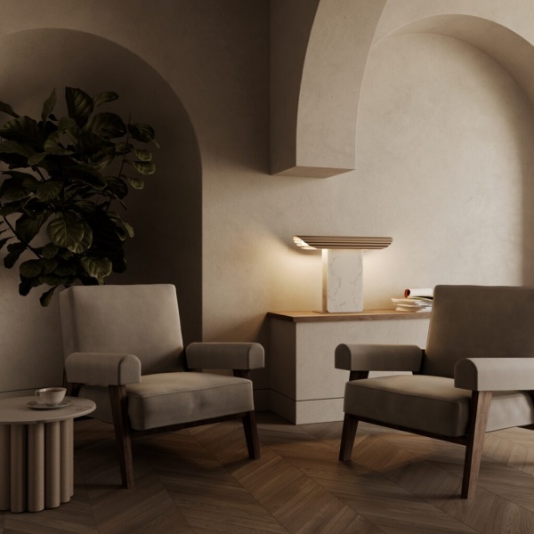 Настольная лампа Hold золотой металл / белый мрамор от интернет-магазина IDODOM.RU