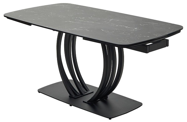 Стол обеденный Ring (160+40+40) керамика матовая черная от интернет-магазина IDODOM.RU