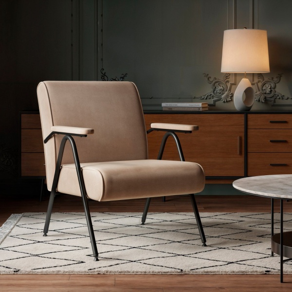 Кресло Andy с мягкими подлокотниками, бархат пепельно-бежевый 25 от интернет-магазина IDODOM.RU