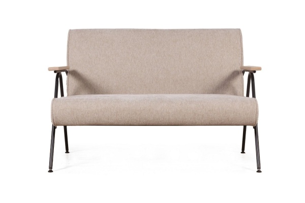 Andy диван двухместный с деревянными подлокотниками, шенилл Shantal beige от интернет-магазина IDODOM.RU