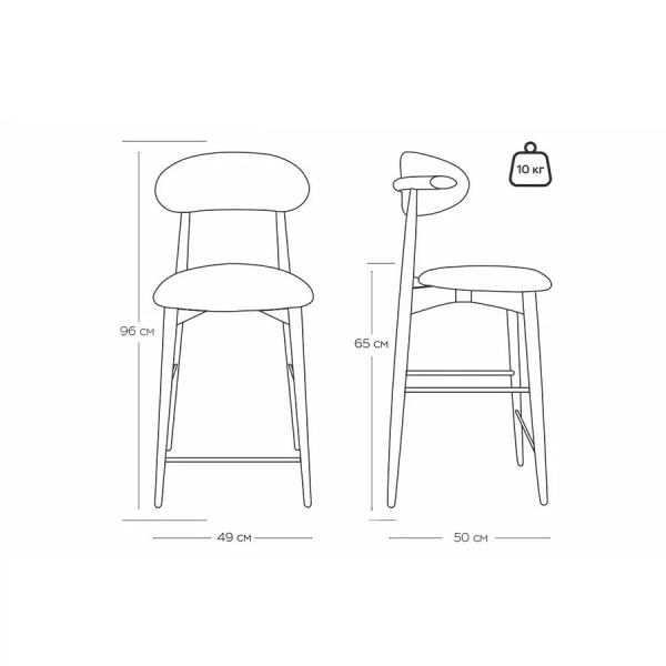 Стул полубарный Paolo, бук натуральный (тонированный коричневым лаком), ткань, пепельно-бежевый от интернет-магазина IDODOM.RU