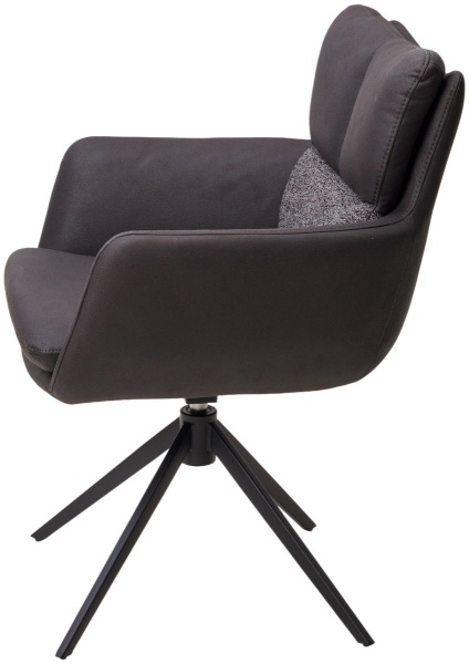 Стул с подлокотниками Marlin ткань комби серый, поворотно-возвратный механизм 360 градусов от интернет-магазина IDODOM.RU