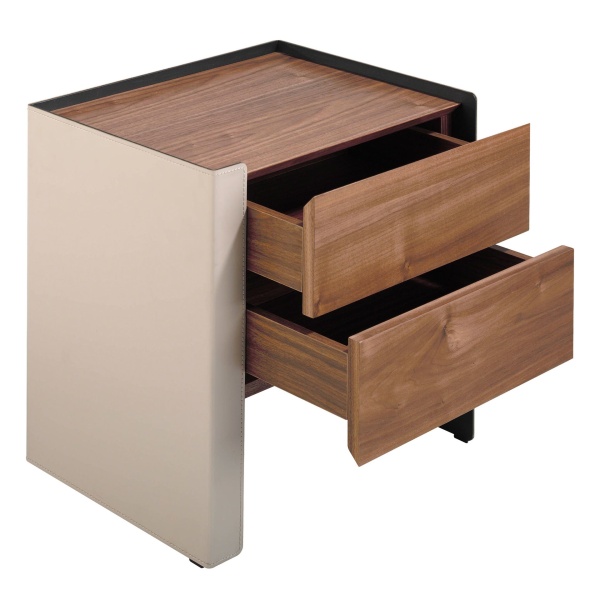 Прикроватная тумбочка MB1802NS / 7118 из кожи и орехового дерева от интернет-магазина IDODOM.RU