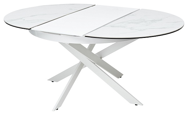 Стол круглый раскладной Trendi (120+40) керамика глянцевая белая от интернет-магазина IDODOM.RU
