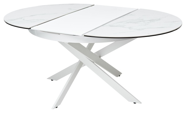 Стол круглый раскладной Trendi (120+40) керамика глянцевая белая от интернет-магазина IDODOM.RU