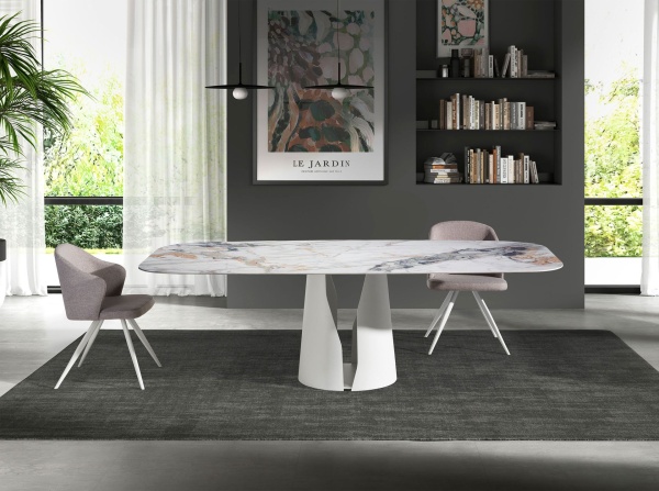Обеденный стол 1135/DT957 из керамики в мраморной отделке Oval Barrel от интернет-магазина IDODOM.RU