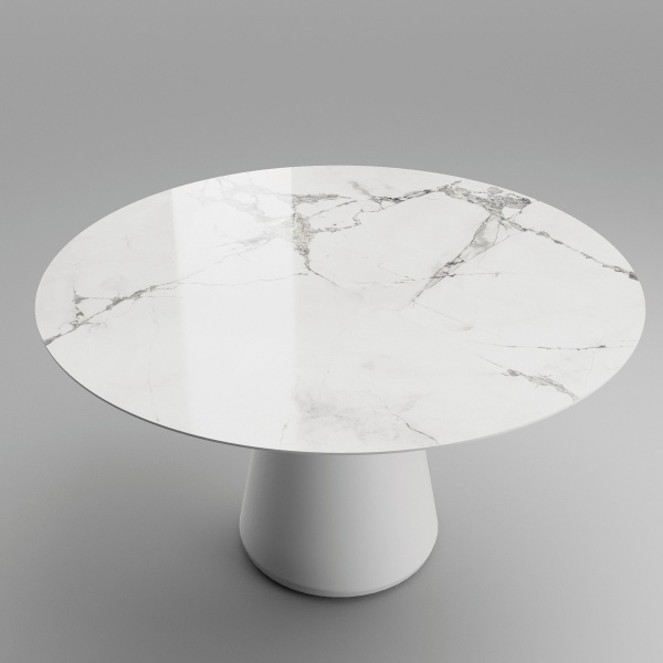 Стол круглый Ikon 120, керамика глянцевая, белая от интернет-магазина IDODOM.RU