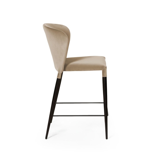 Стул полубарный Albert, бархат бежевый 5/опора конус от интернет-магазина IDODOM.RU