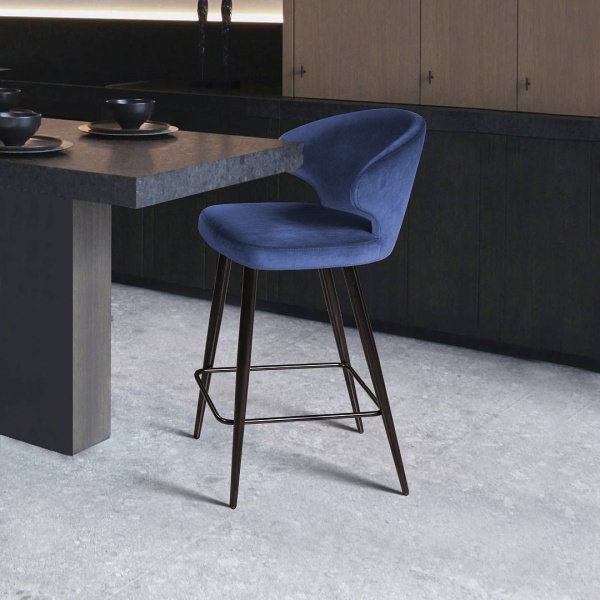 Стул полубарный Richard, бархат синий 29 от интернет-магазина IDODOM.RU