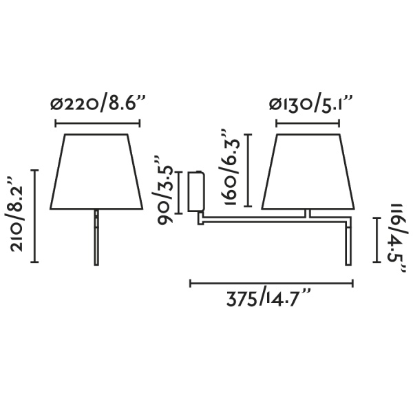 Бра Ron темно-серый / черный от интернет-магазина IDODOM.RU