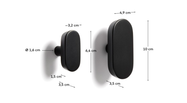 Набор из 2 вешалок Arely из бука с черным лаковым покрытием, 6,5 см/10 см от интернет-магазина IDODOM.RU