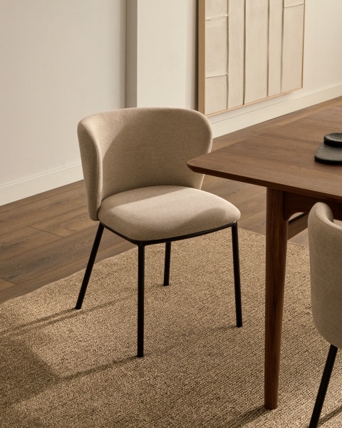 Ciselia Стул из бежевой синели и черной стали от интернет-магазина IDODOM.RU