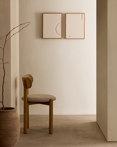 Стул Nebai из бежевой синели с каркасом из массива дуба и натуральной отделкой FSC MIX Credit от интернет-магазина IDODOM.RU