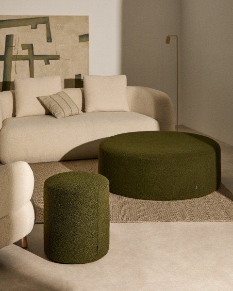 Пуф Kaeli со съемным чехлом из зеленого букле Ø 43 см от интернет-магазина IDODOM.RU